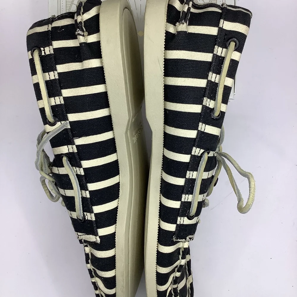 Men's Sperry Top-Sider Boat Shoes Size 10 Black White Striped